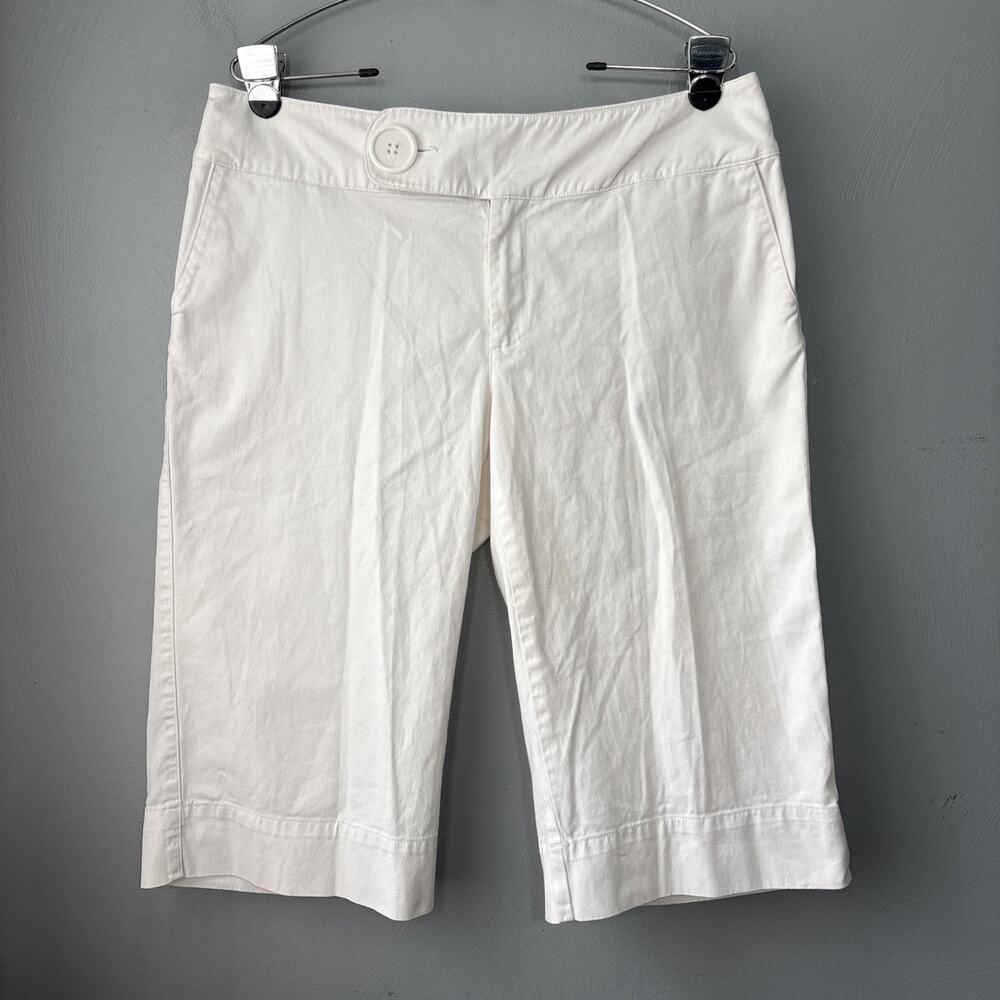 Coastal Peddle Pushers Size 12 White Capris Sailor Bermudas Beachy Summer Y2K